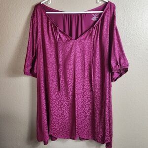 Lane Bryant Womens |22/24| Magenta Pink Leopard Print Swing Tee Blouse